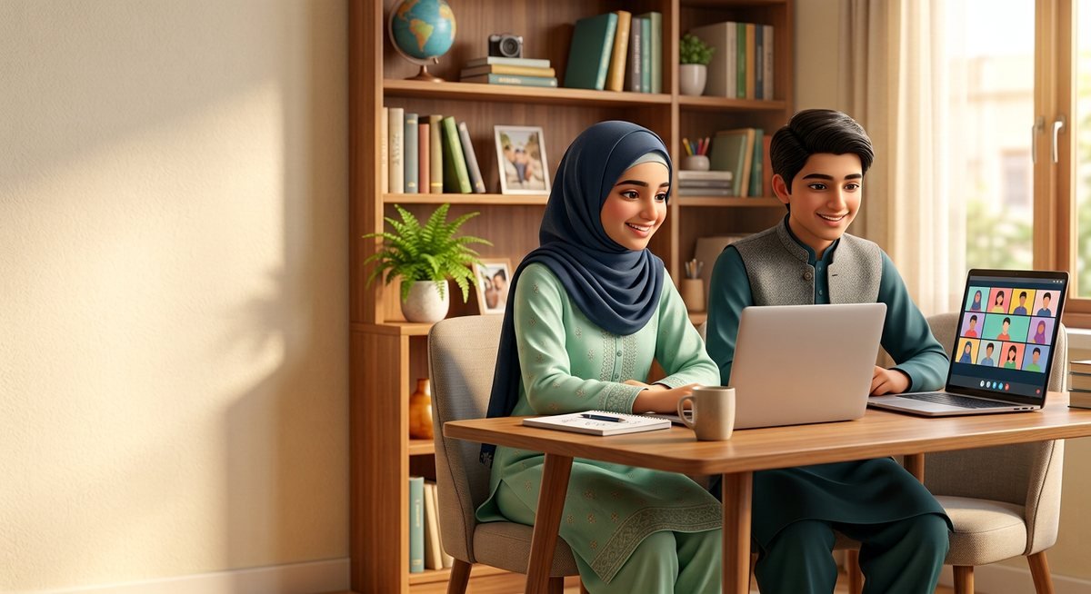 Students joining an online class on Google Meet
